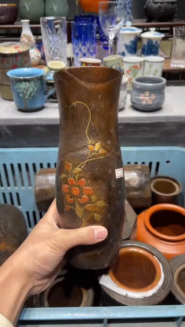 瓷片T16实木一木整挖花瓶花瓶花瓶