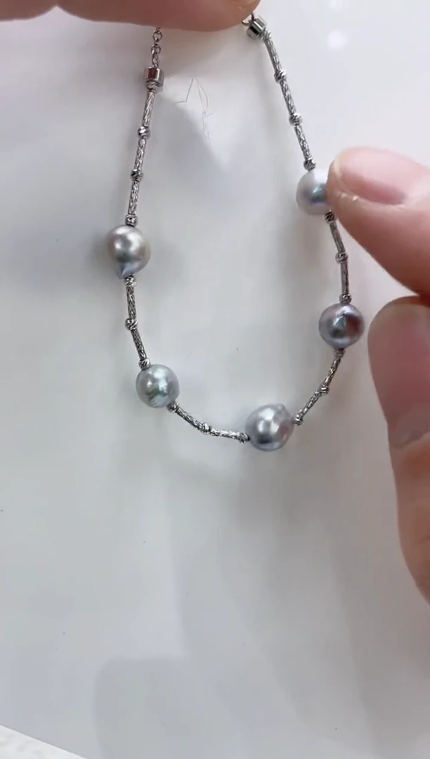 【闪购商品】海水珍珠手链银S925镶嵌海水珍珠项链