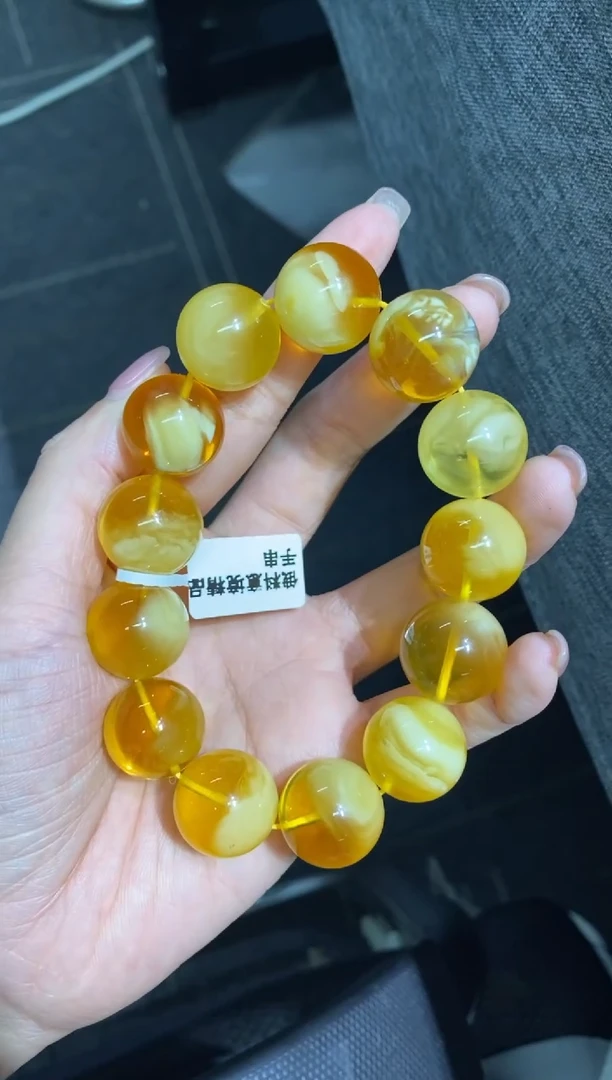 裸石蜜蜡未镶嵌意境聚宝盆手串