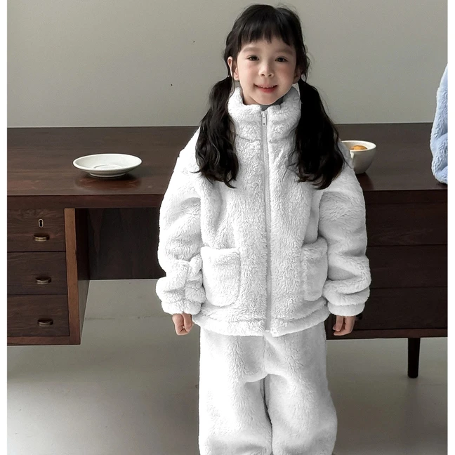 【380克超厚实】儿童冬季加厚家居服套装男女童冬天加绒睡衣两件套