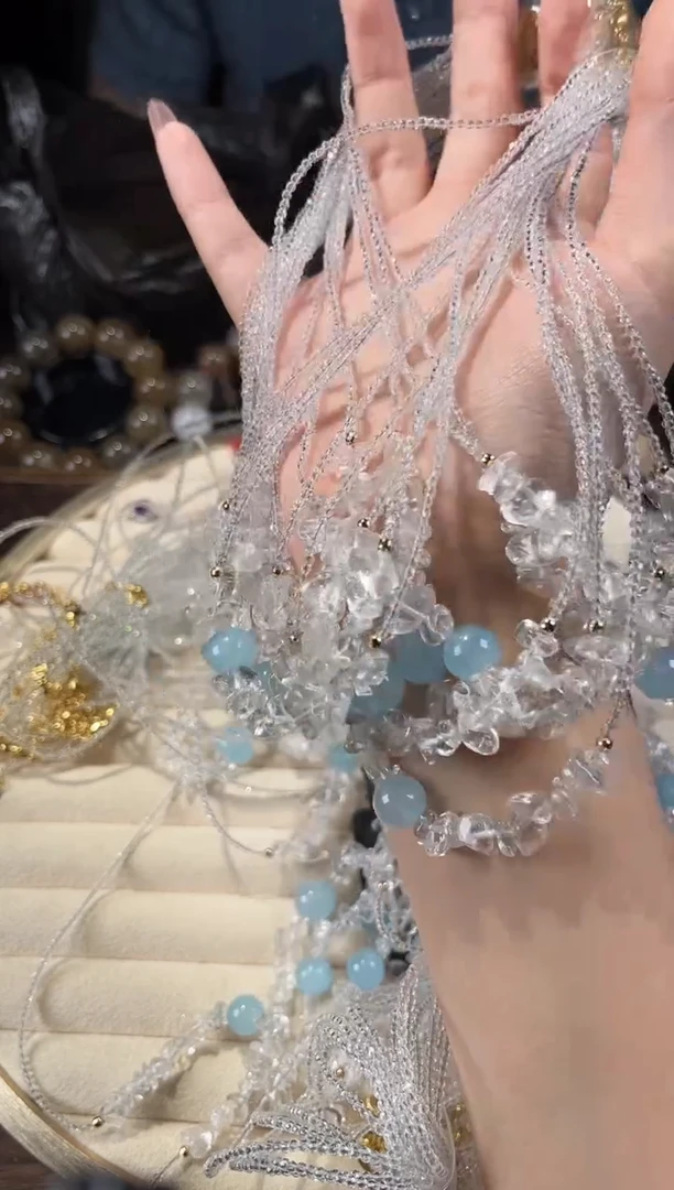 项链未镶嵌水晶玉随白水晶碎石项链