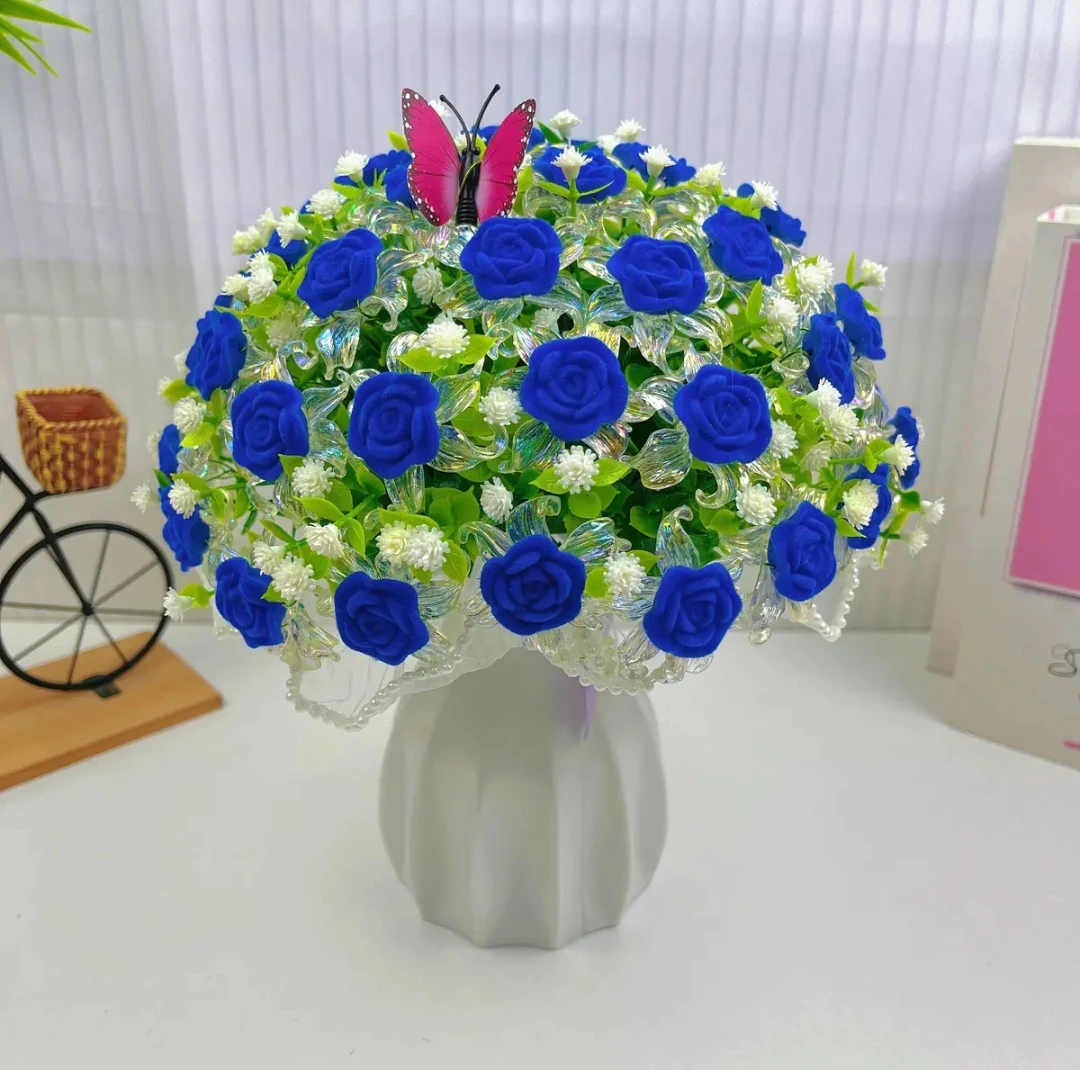 拍2单送剪刀【送花瓶】52朵星辰大玫瑰花材料包 手工diy摆件