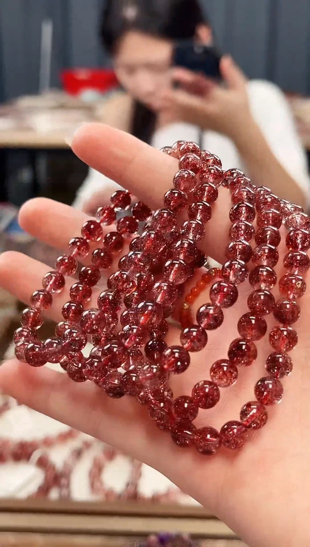 未镶嵌手串水晶金草莓超七单圈手串6mm【多样性发一】