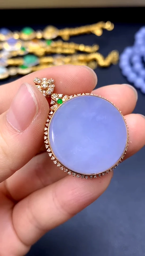 颈饰18K金镶嵌翡翠391-中国好珍宝