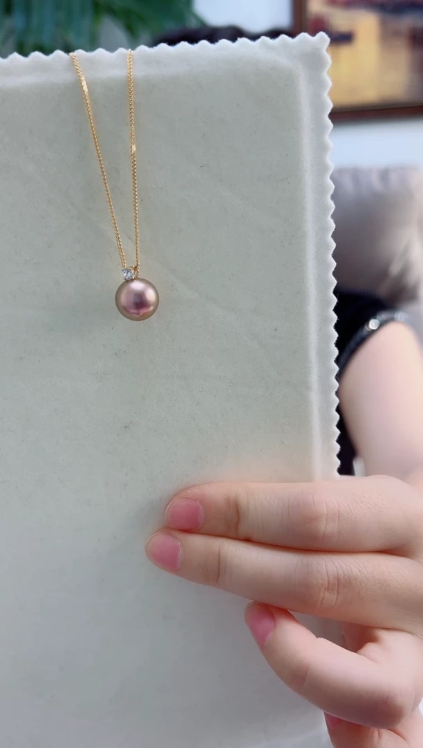 吊坠(赠链)18K金镶嵌淡水珍珠11紫色王菲吊坠