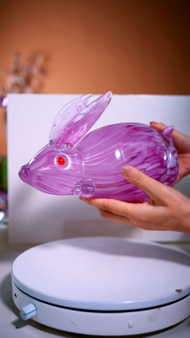 手工艺品琉璃金红兔子