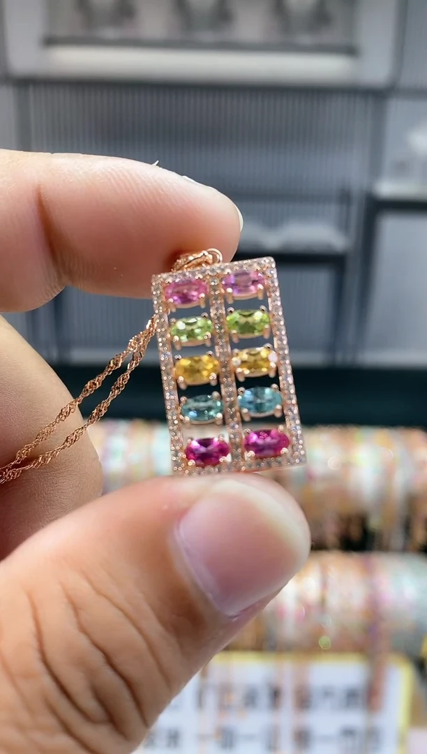 银S925镶嵌吊坠碧玺1551156161651615