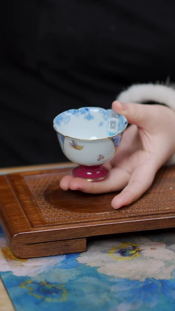 华隐堂  万花 斗彩 高足杯