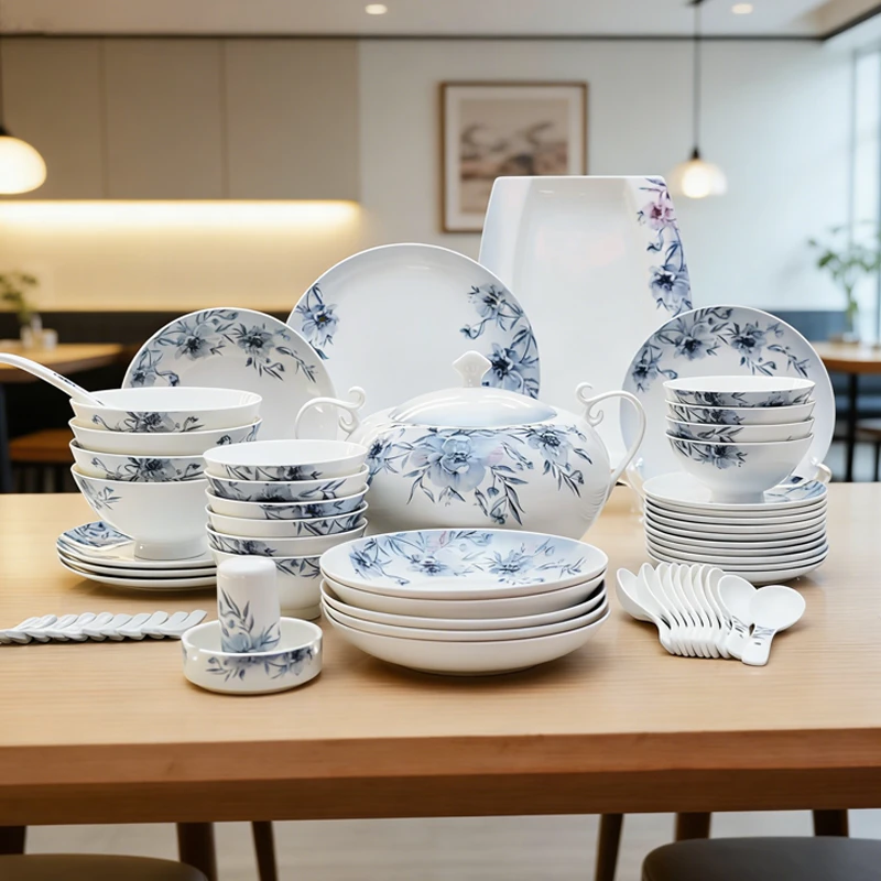 【百善瓷业】水墨之光60头大套组餐具套装