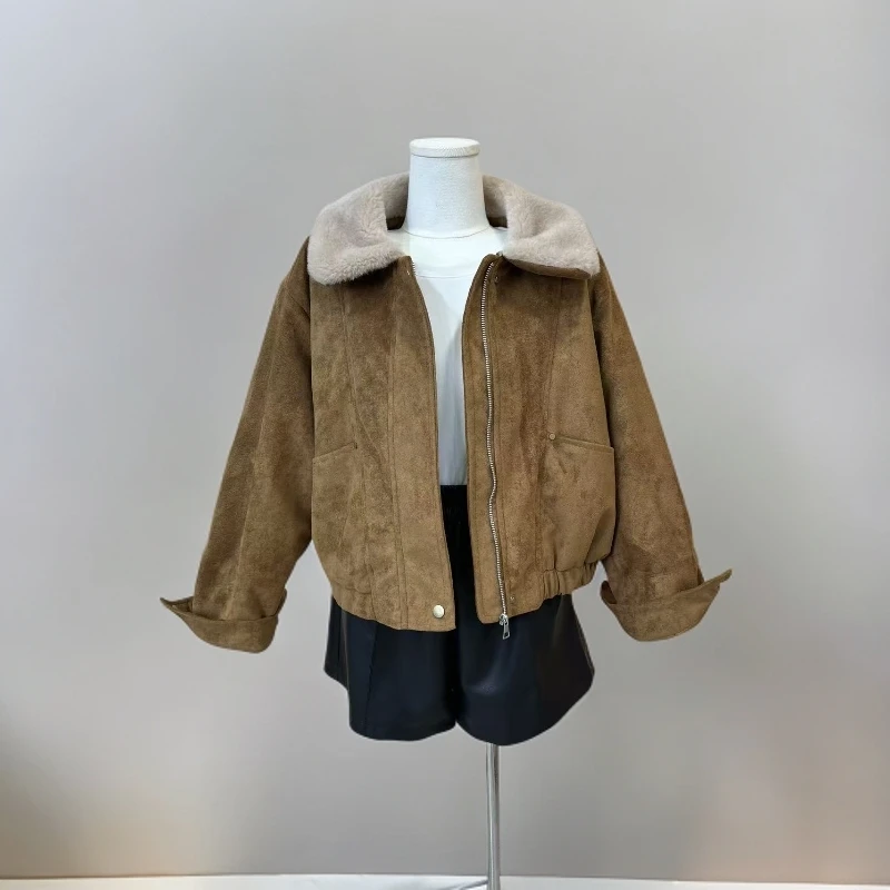 28172翻领夹棉外套女款时尚百搭简约显瘦外套