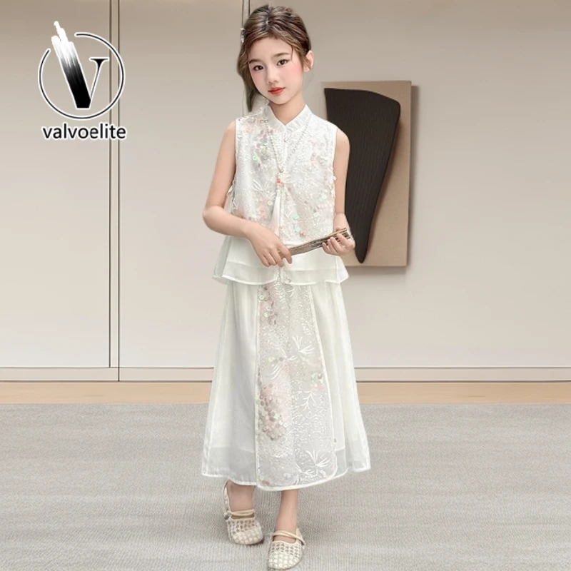 VALVOELITE夏季新中式女童国风套装裙子2025新款大童高端超仙汉服