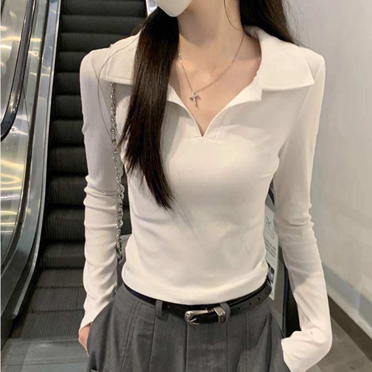 长袖t恤女2025新款春秋季修身白色内搭打底衫网红洋气炸街女装