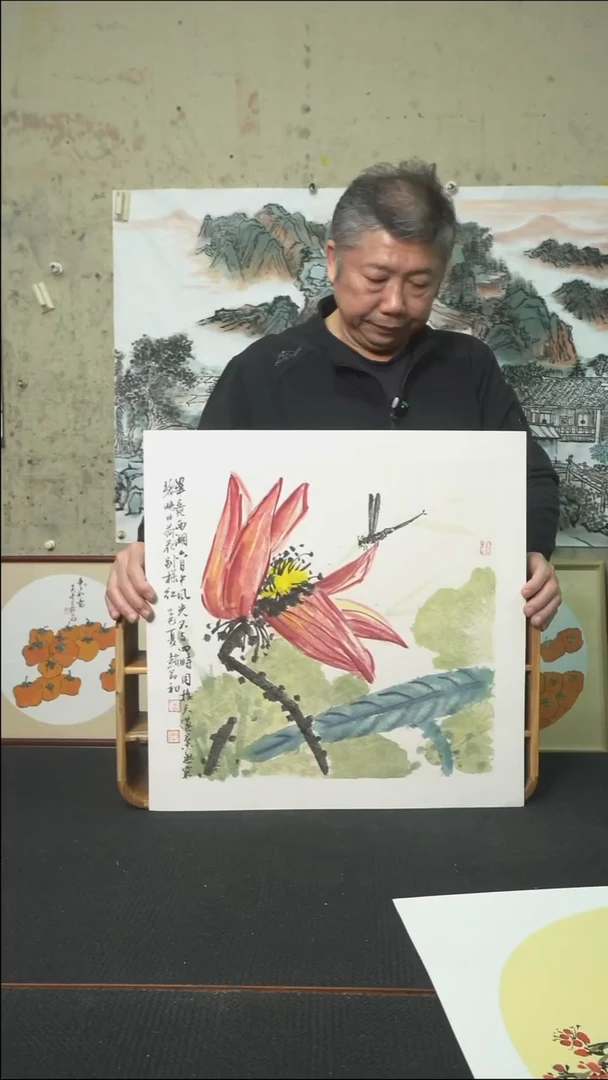 绘画荷花蜻蜓/软卡/50*50cm
