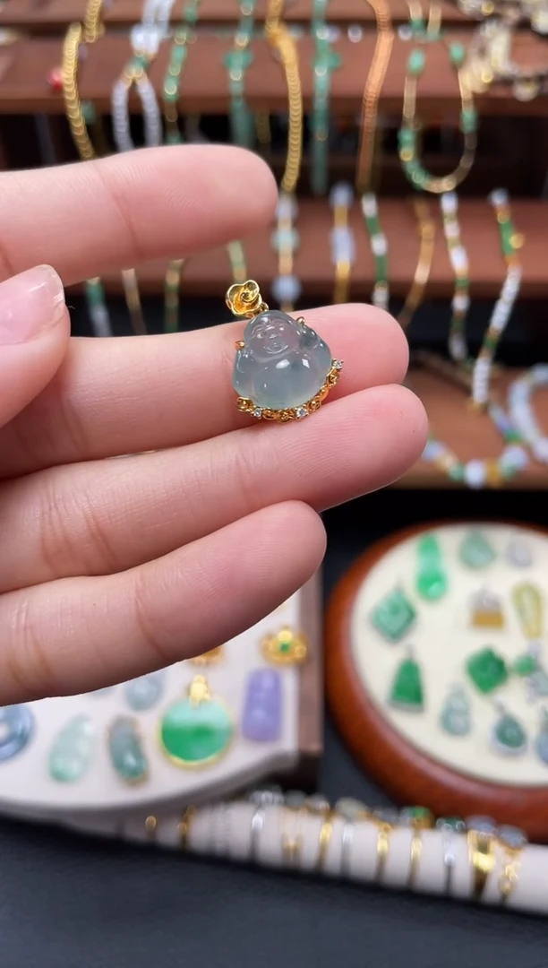 【闪购商品】翡翠吊坠(不含链)18K金镶嵌一个  JK619
