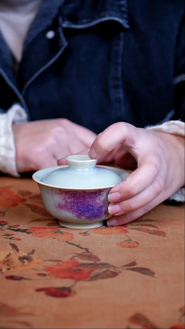 盖碗瓷全品钧瓷茶器摆件