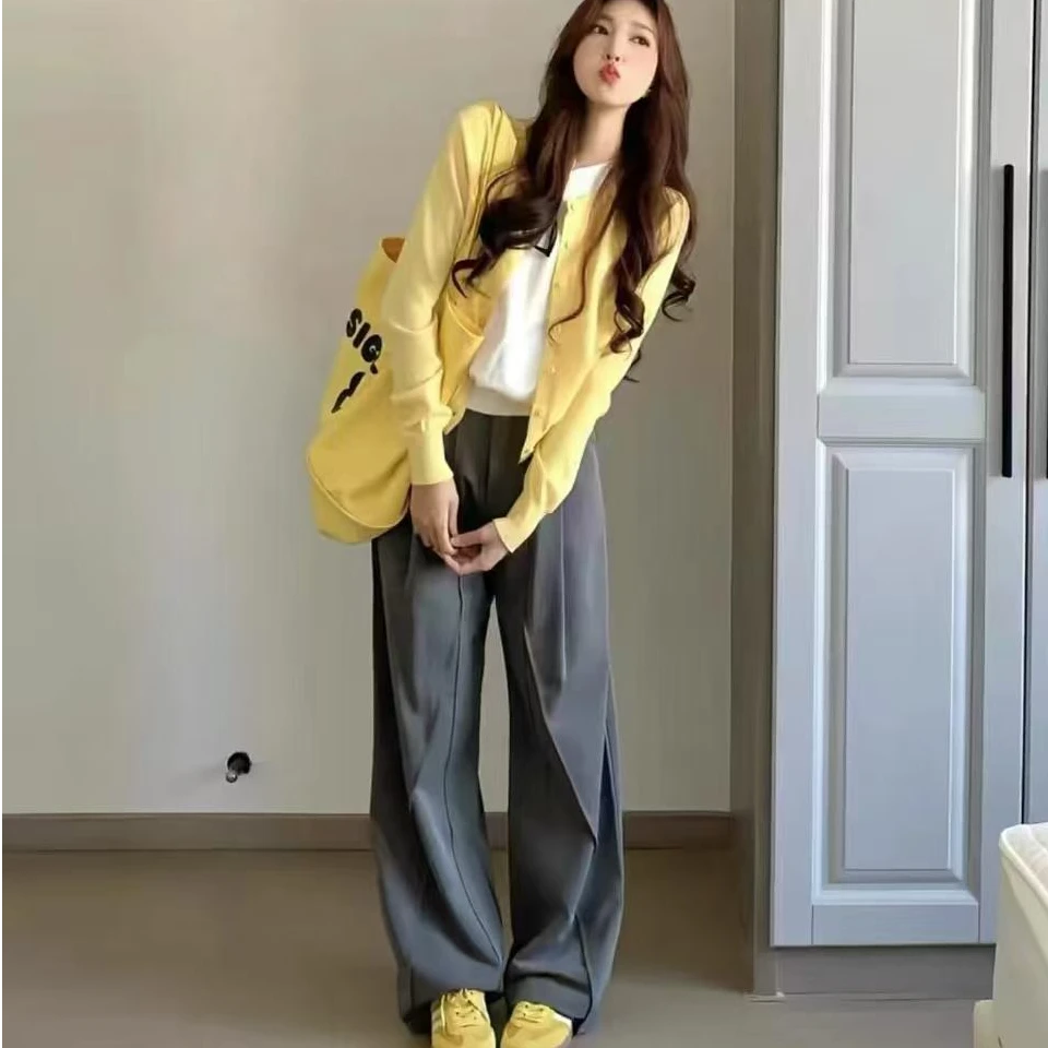 【现货】春秋软糯亲肤韩版宽松慵懒风时髦百搭打底时尚针织开衫上衣