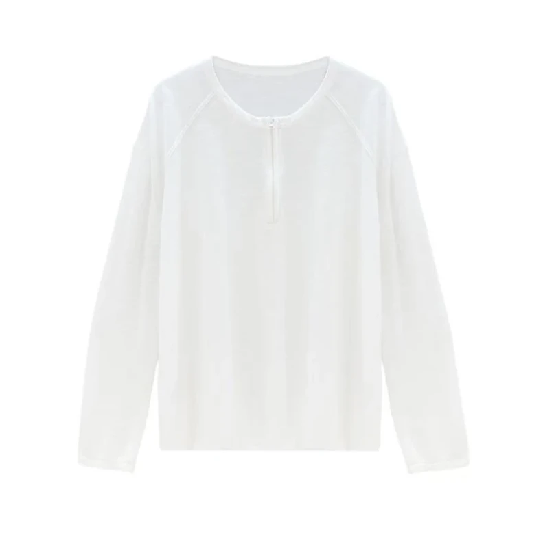 【氧气少女】2025夏季超薄天丝亚麻防晒百搭T恤上衣设计感罩衫女潮