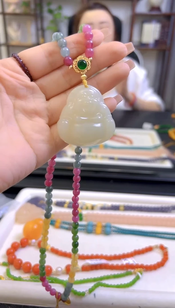 和田玉未镶嵌毛衣链DIY款M214