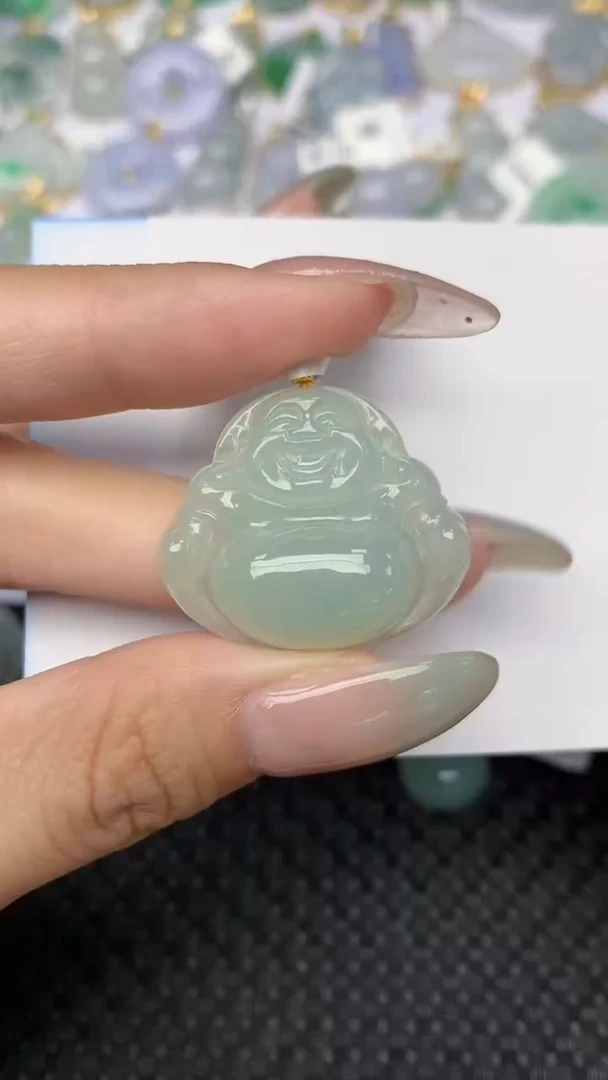 翡翠18K金镶嵌颈饰天然翡翠a货