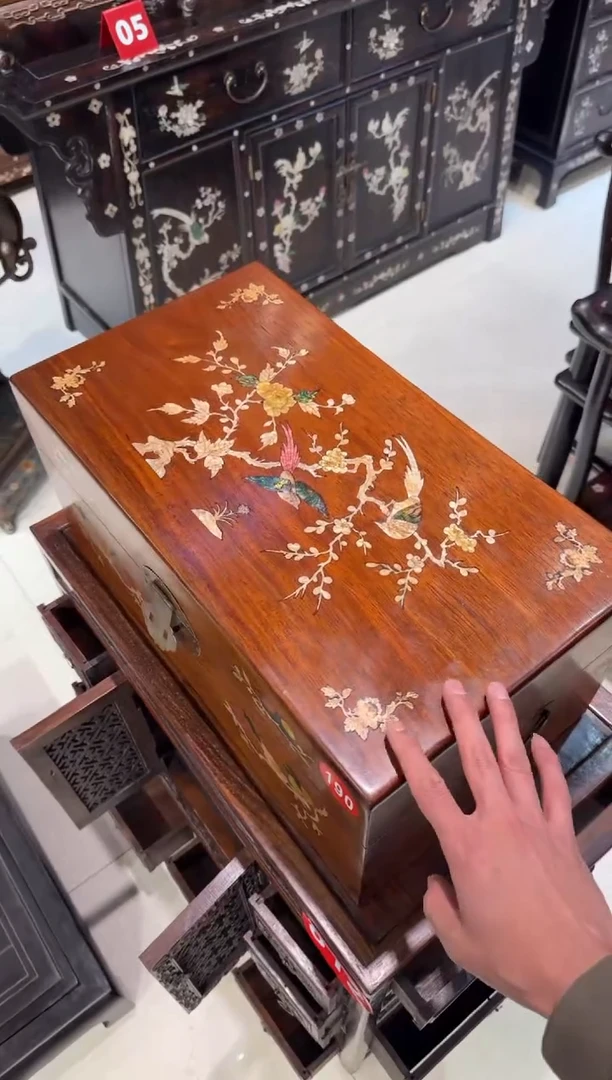 木木头款黄花梨50喜鹊翻盖箱658