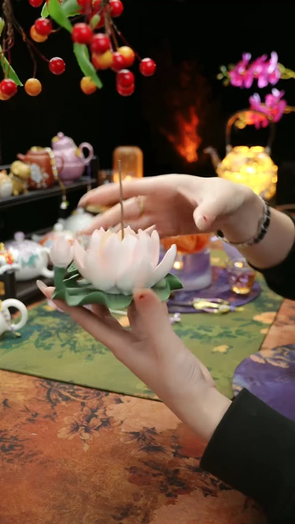 【闪购商品】陶瓷荷花摆件香插摆件