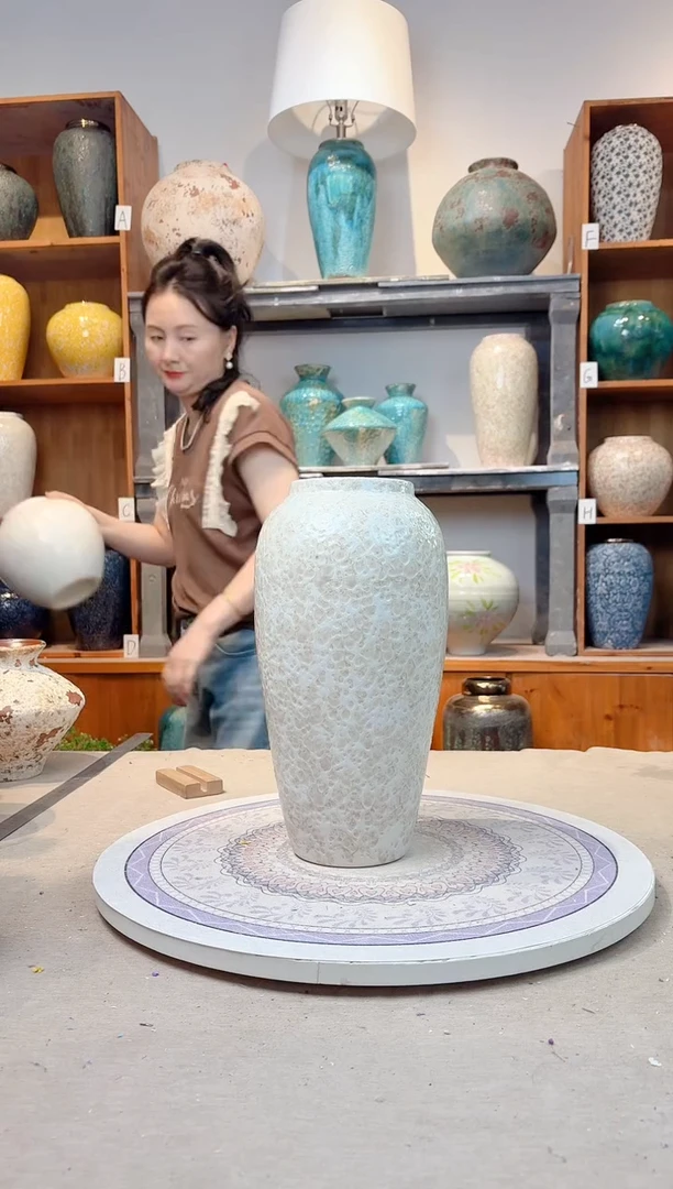 瓶 陶瓷花瓶  茶白 大号 正品