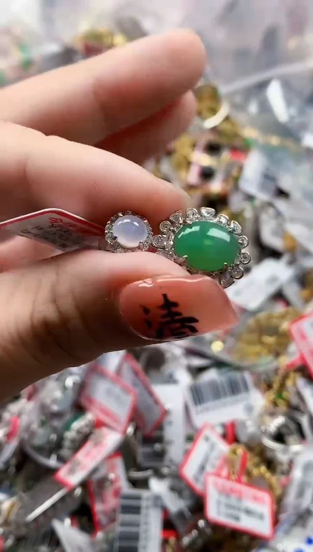 银S925镶嵌戒指翡翠天然A货缅甸翡翠