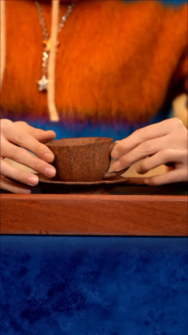 紫砂 宜兴紫砂  柴烧海棠杯