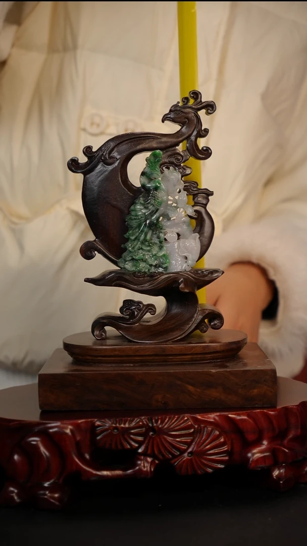 未镶嵌摆件翡翠凤鸣歧山