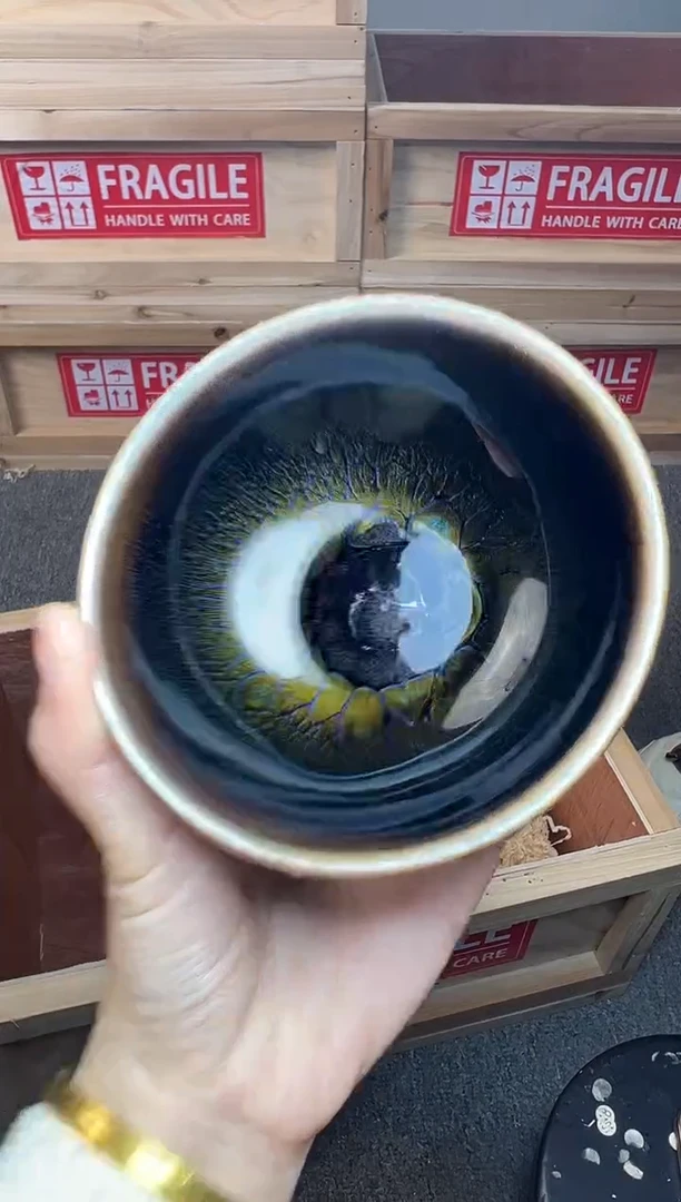 茶盏彩蝶 建窑建盏主人杯