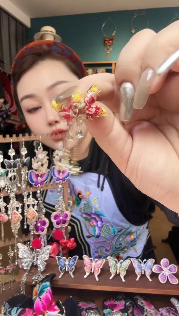 刺绣纯手工民族风刺绣耳钉