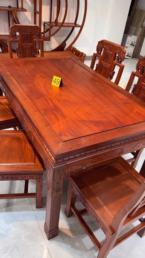 花梨木类成套家具大果紫檀1桌6椅