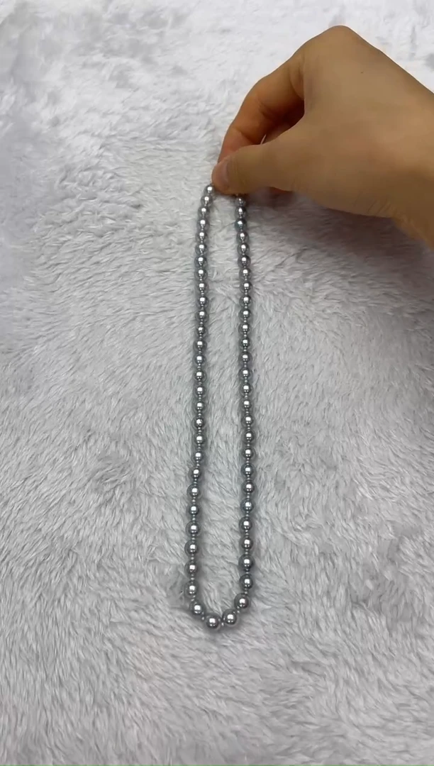 海水珍珠银S925镶嵌项链AK真多麻6.5-7mm