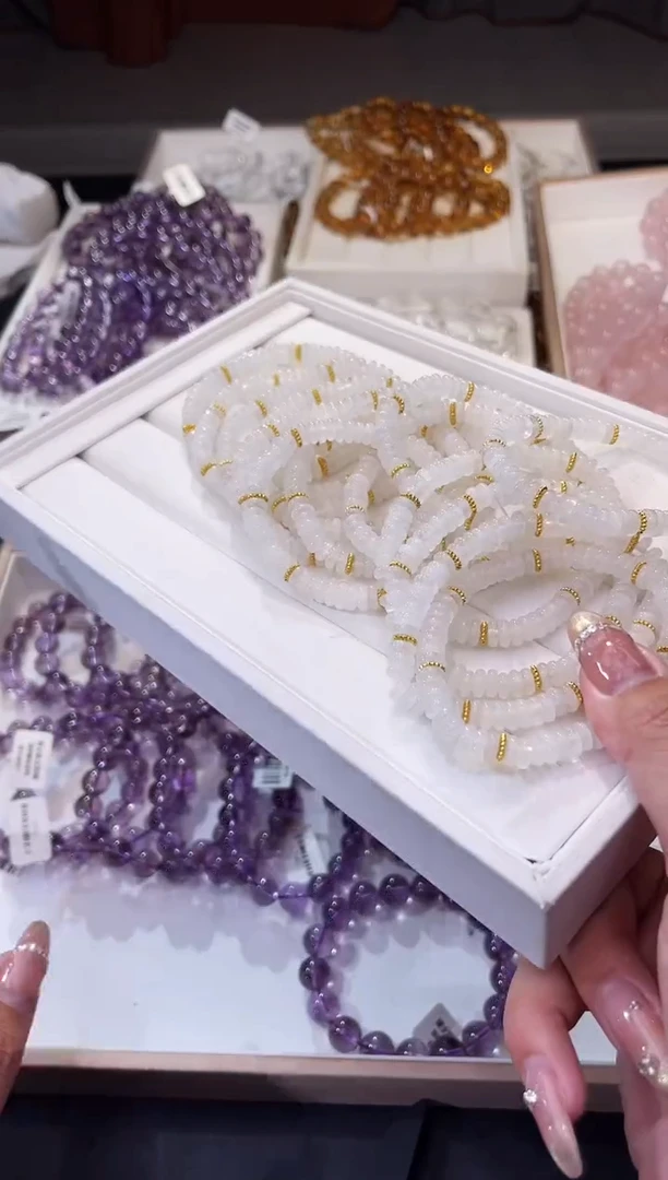 【闪购商品】水晶/未镶嵌算盘珠全白水晶手串diy手串