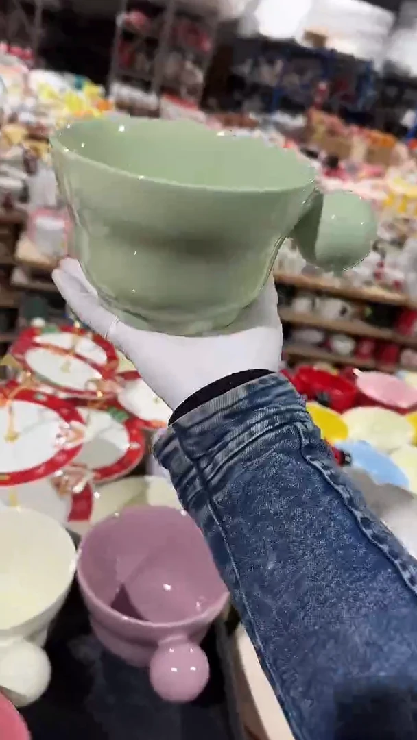 陶瓷球球单柄碗微瑕 凑满20元包邮