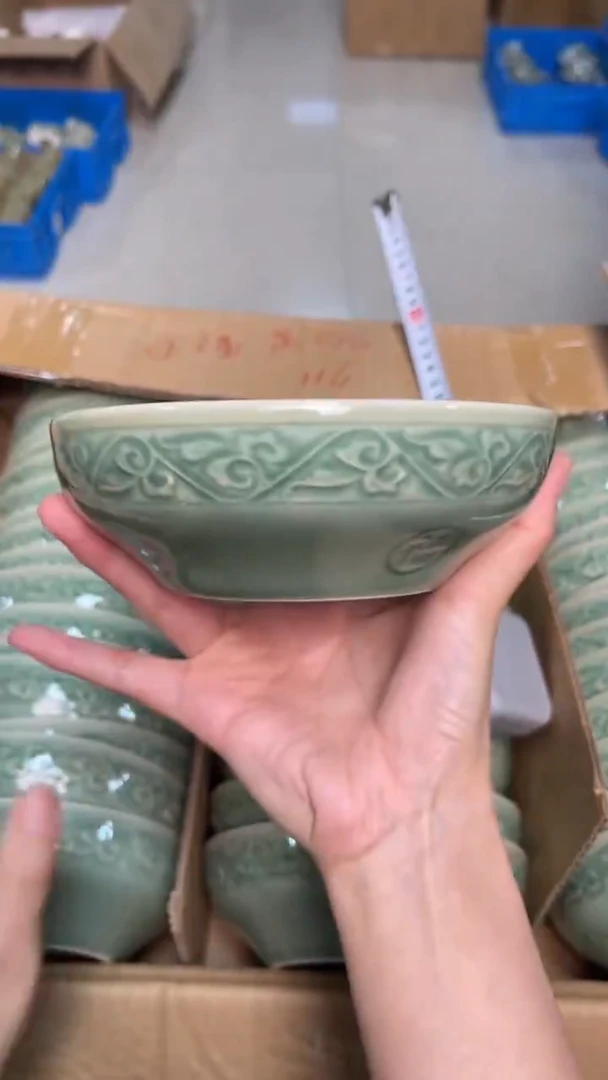 陶瓷耀州窑青瓷5.5英寸福字蒸碗   单只