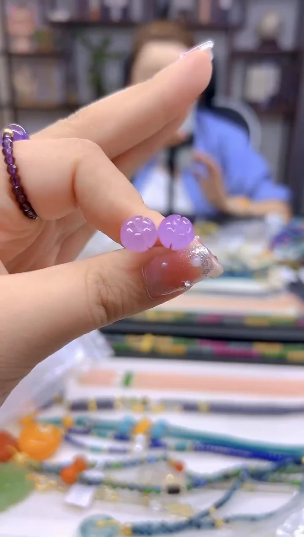 翡翠14K金镶嵌耳钉DIY款E787