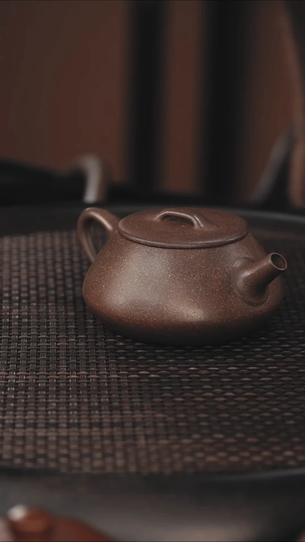 茶壶紫砂平盖石瓢 桃花段泥