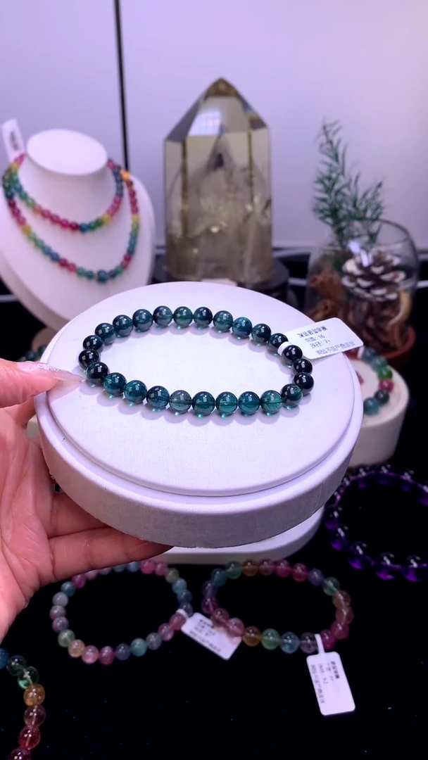 手链未镶嵌碧玺【梦源珠宝】7m+天然蓝碧玺单圈手链