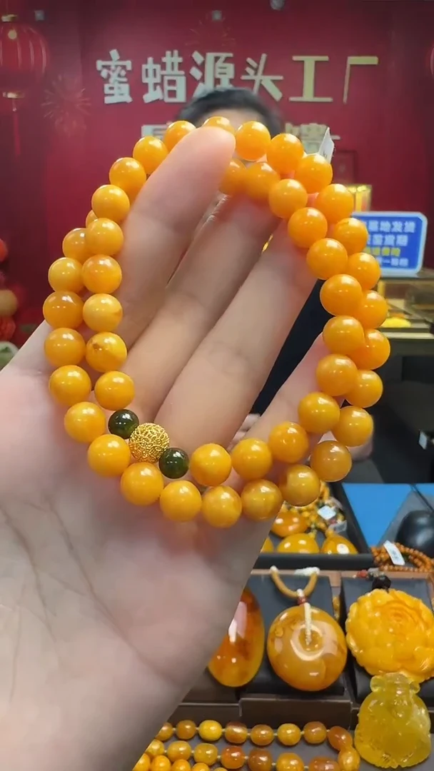 手串蜜蜡未镶嵌蜜蜡圆珠双圈