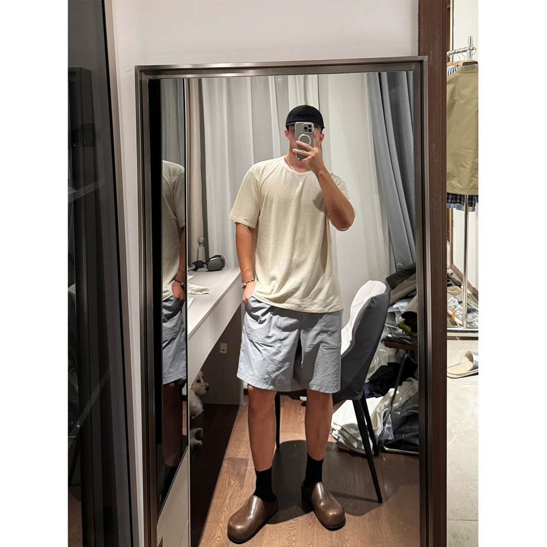 福利款 成衣水洗亲肤可机洗汉麻棉混纺短袖合身精致短袖T恤男