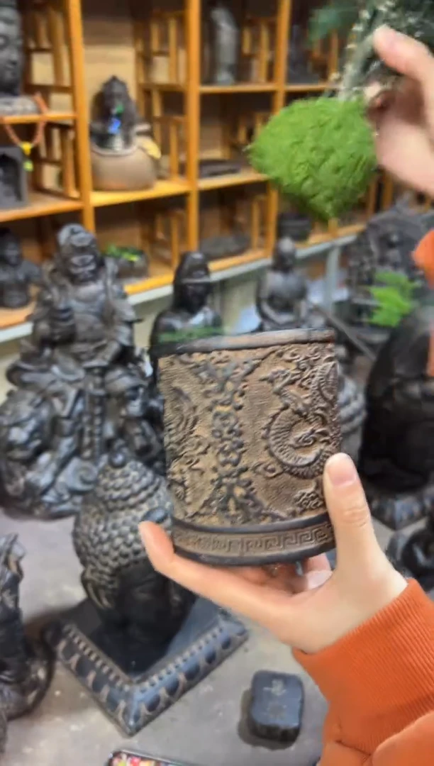 陶土【火山泥】双龙笔筒