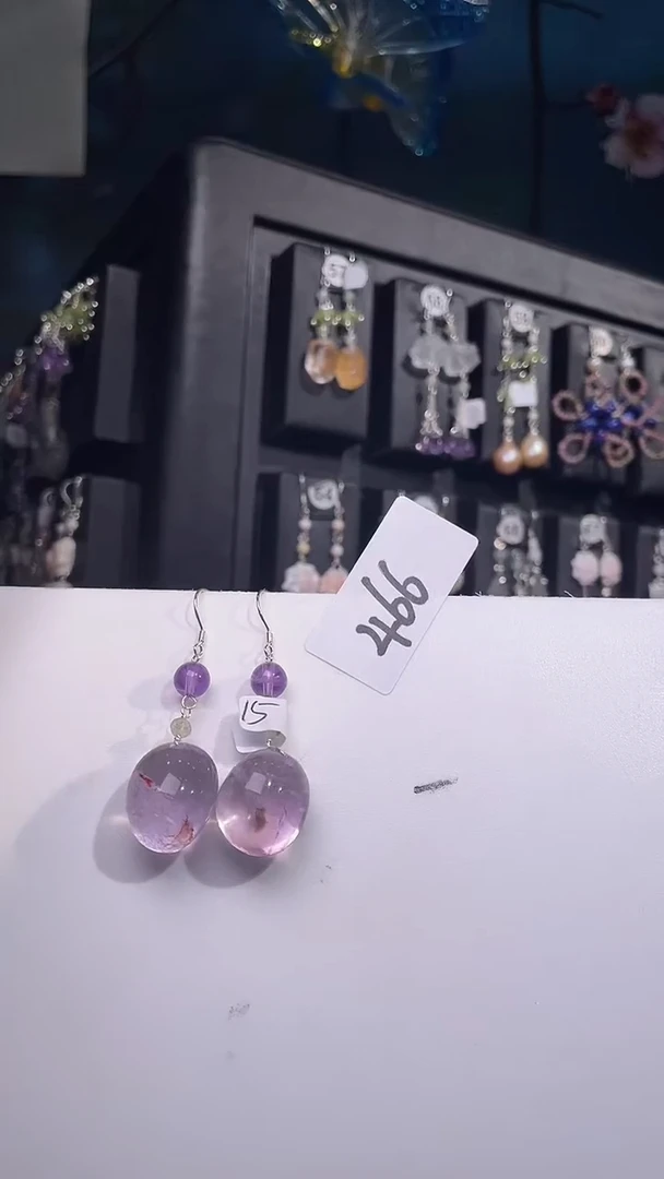 银S925镶嵌耳饰紫晶喜欢拍