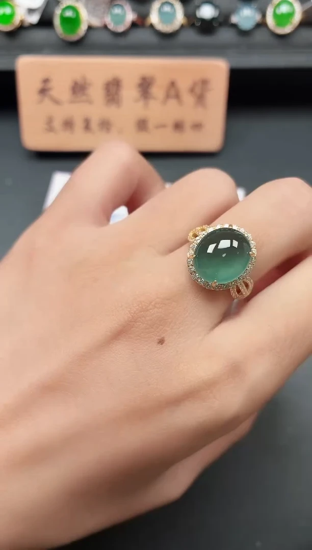 银S925镶嵌戒指翡翠1