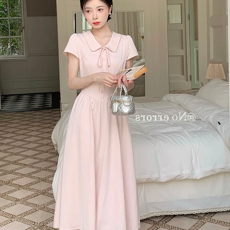 气质辣妹a字短裙子女高级感纯欲修身显瘦学院风Polo领连衣裙夏季