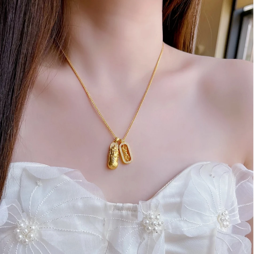 坠链均足银 【貔貅金刚杵套链】韦雪同款貔貅项链镶钻时尚618爆款