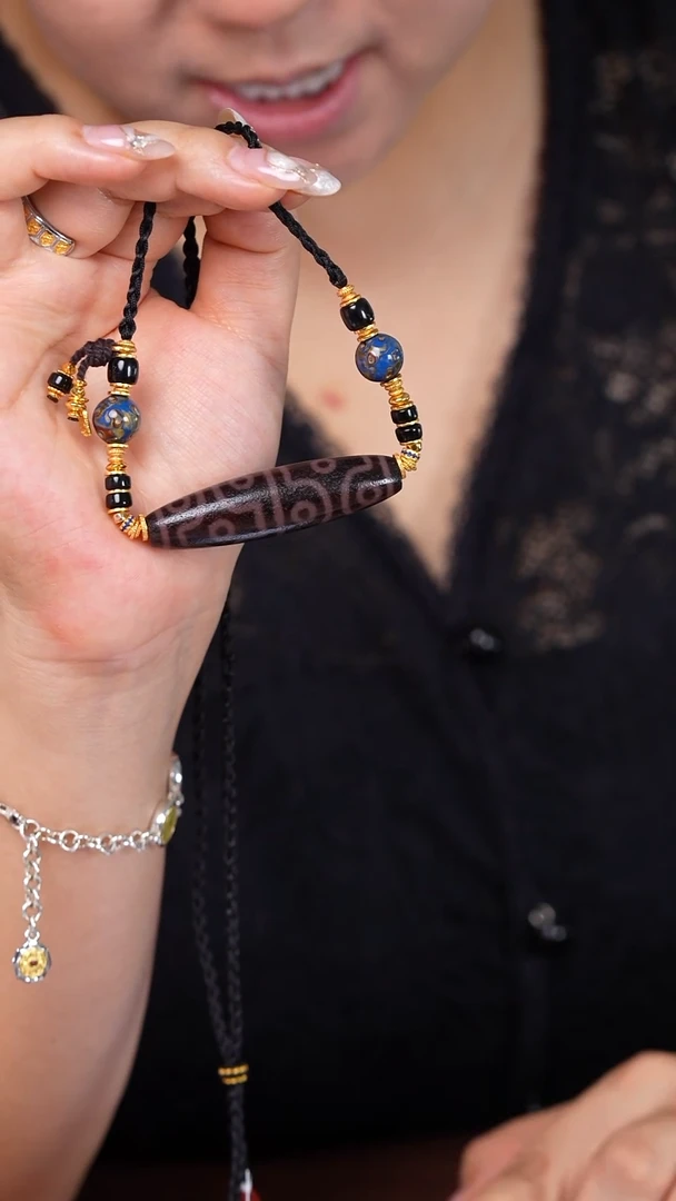 扶摇臻选|页岩蓝漆十二y横款玛瑙吊坠2198