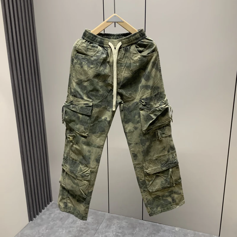 2025新款美式复古迷多口袋痞帅户外迷彩裤男士宽松直筒休闲工装裤