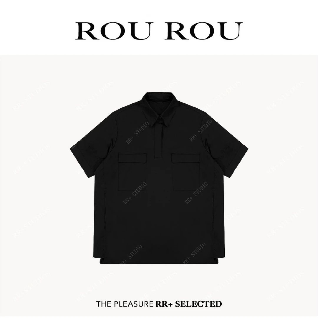 17768简约气质大口袋POLO衫设计感两粒扣短袖T恤女