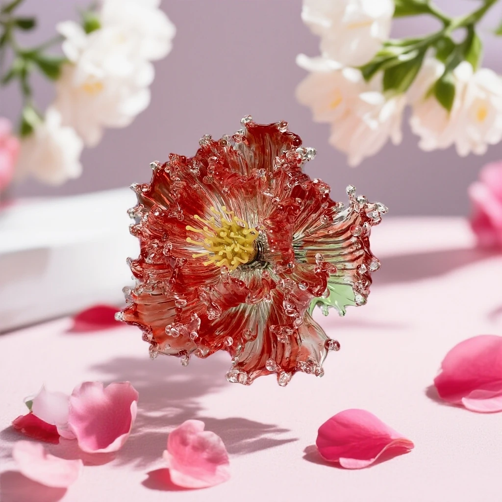 【尚心】淄博非遗手工灯工琉璃国花牡丹办公书房玄关家居装饰摆件